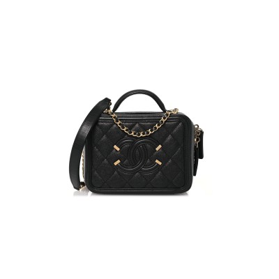 CHANEL CAVIAR QUILTED SMALL CC FILIGREE VANITY CASE 1585770 (16*12*7cm)